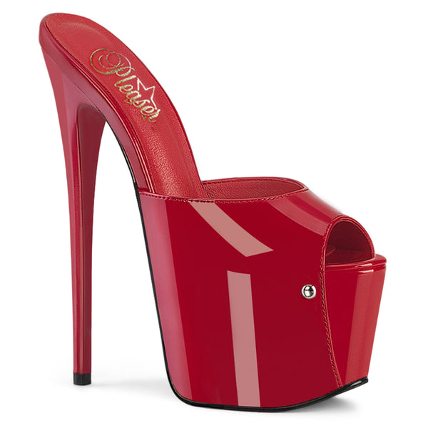 JUBILANT-01 Plateau Peeptoe Pantoletten - Rot Lack | Pleaser