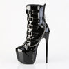 JUBILANT-1015 Plateau Stiefeletten Schwarz Lack | Pleaser