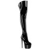 JUBILANT-3006 Plateau Overkneestiefel Schwarz Lack | Pleaser