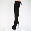 JUBILANT-3007 FS Plateau Overkneestiefel Schwarz Velour von Pleaser – Ansicht 3