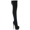 JUBILANT-3007 FS Plateau Overkneestiefel Schwarz Velour | Pleaser