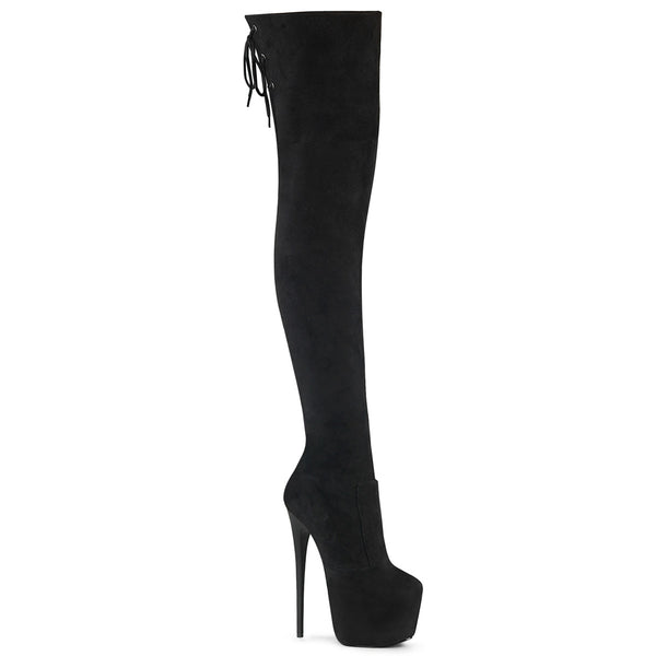 JUBILANT-3007 FS Plateau Overkneestiefel Schwarz Velour von Pleaser
