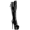 JUBILANT-3012 Plateau Stiefel Schwarz Lack | Pleaser