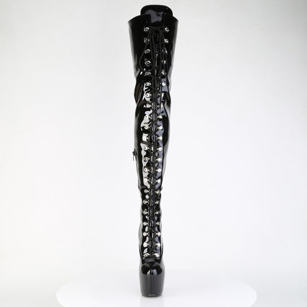 JUBILANT-4012 Overkneestiefel Plateauschuhe Schwarz | Pleaser
