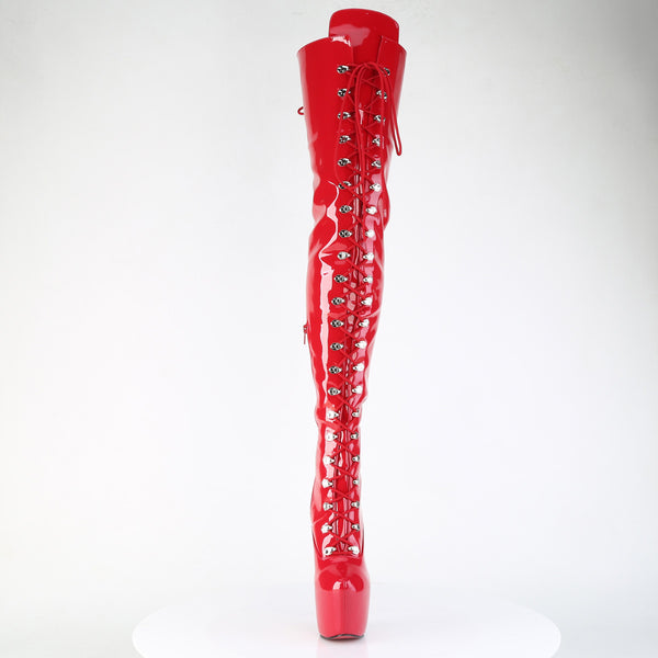 JUBILANT-4012 Overkneestiefel Plateauschuhe Rot | Pleaser