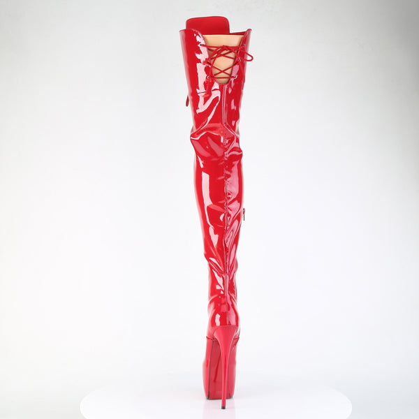 JUBILANT-4012 Overkneestiefel Plateauschuhe Rot | Pleaser