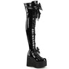KERA-303 Plateau Overknee Stiefel schwarz Lack Schnürung Schleifen | DemoniaCult