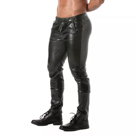 Jogginghose Herren - Leder-Look, Knopfflug & 3 Taschen | TOF Paris