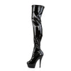 KISS-3000 Plateau Overknee Stiefel Schwarz Lack | Pleaser