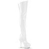 KISS-3010 Plateau Overknee Stiefel Weiß Lack | Pleaser