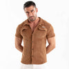 Herren Cordhemd kurzarm - Retro-Chic, taillierter Schnitt, Kamel | TOF Paris