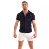 Herren Cordhemd kurzarm - Retro-Chic & strukturierter Schnitt in Marineblau | TOF Paris