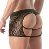 Herren Lace String Thong - chaps-inspiriertes Design, elastisch, Schwarz | TOF Paris