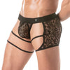 Herren Lace String Thong - chaps-inspiriertes Design, elastisch, Schwarz | TOF Paris
