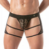 Herren Lace String Thong - chaps-inspiriertes Design, elastisch, Schwarz | TOF Paris