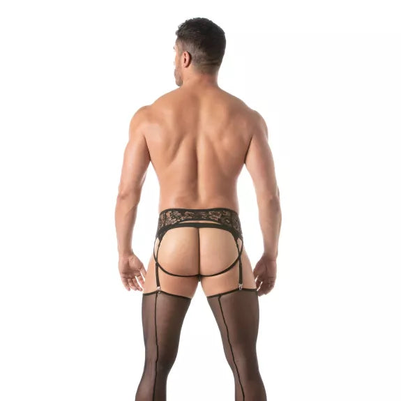 Strumpfhalter Set Herren - Schwarze Spitze, verstellbar & atmungsaktiv | TOF Paris