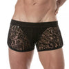 Shorts aus elastischer Spitze, sexy Cut mit Cut-Outs, Schwarz | TOF Paris