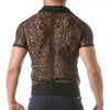 Herren Spitzen-Shortsleeve Shirt mit Satin-Kragen, schwarz | TOF Paris