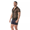 Herren Spitzen-Shortsleeve Shirt mit Satin-Kragen, schwarz | TOF Paris
