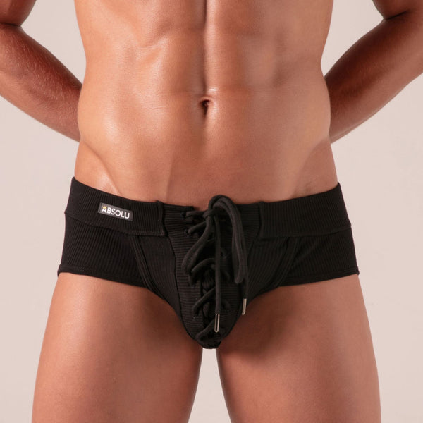 Laced Slip Schwarz von Absolu Male – Ansicht 9