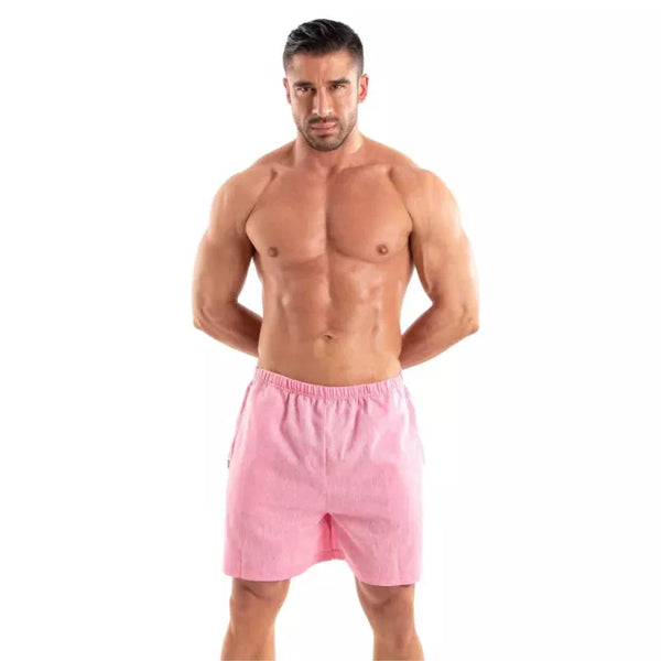 Pinke sommerliche Leinen Bermuda Shorts für stilvolle Urlaubsmomente von TOF Paris