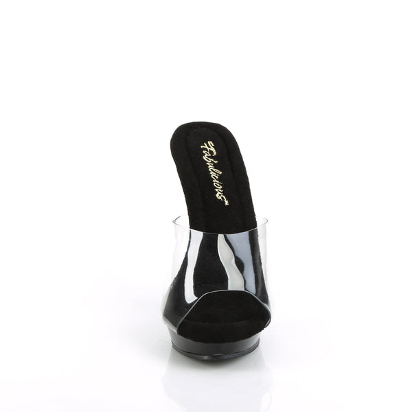 LIP-101 Plateau Pantoletten Transparent/Schwarz | Fabulicious