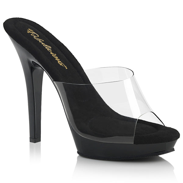 LIP-101 Plateau Pantoletten Transparent/Schwarz | Fabulicious