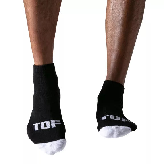Sneakersocken mit weichem Frottee & kontrastfarbenen Details, Schwarz-Weiß | TOF Paris