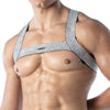 H-Gurt Silber - Elastischer Lurex-Party-Harness mit Glanz | TOF Paris