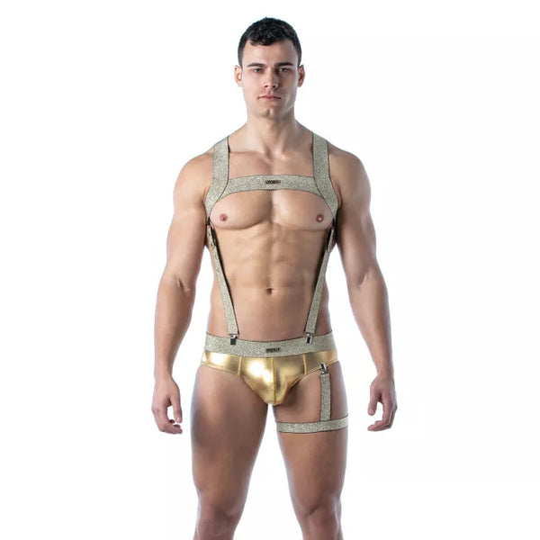 Goldenes Magic Leg Harness mit glänzendem Premium Look von TOF Paris – Ansicht 2