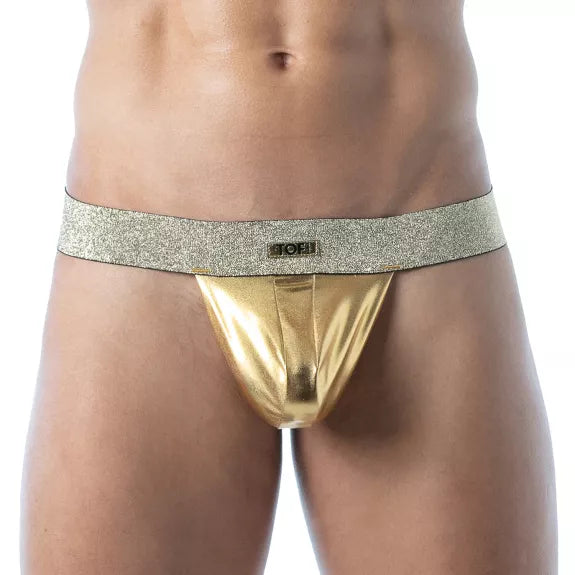 Stringless Tanga Gold mit Lurex-Bund & Push-Up Effekt | TOF Paris