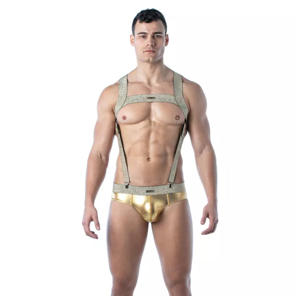 Goldene Magic Suspenders mit luxuriösem Glanz Effekt von TOF Paris – Ansicht 3