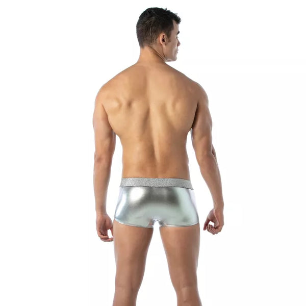 Silberne verführerische Boxer Shorts mit trendigem Glanz von TOF Paris – Ansicht 6