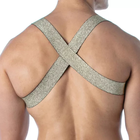 Party Harness X-Form Gold - Elastisch, Komfortabel & Glänzend | TOF Paris
