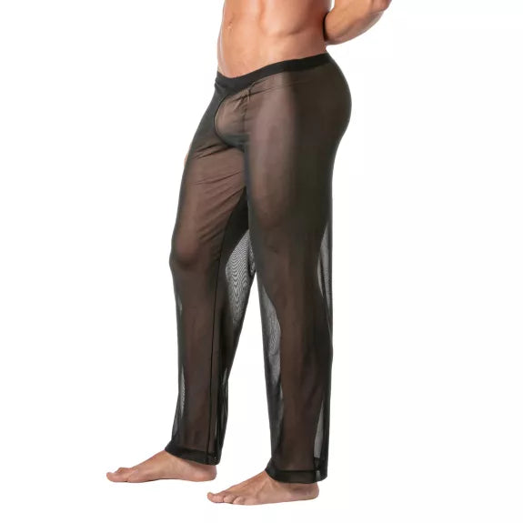 Kimono-Hose aus transparentem Mesh - luftiger Komfort, schwarz | TOF Paris