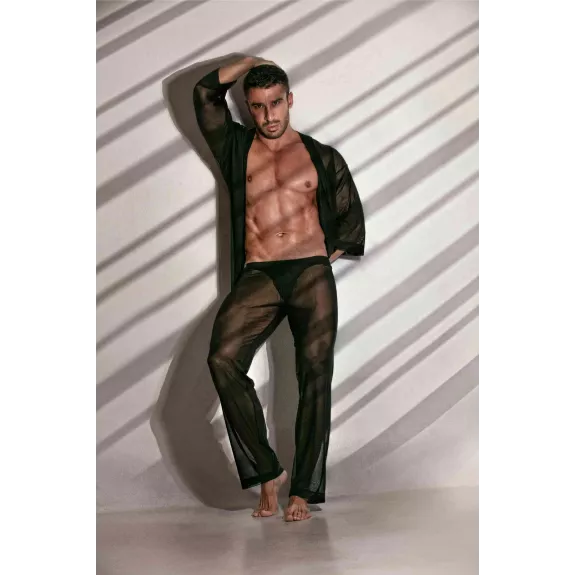 Kimono-Hose aus transparentem Mesh - luftiger Komfort, schwarz | TOF Paris