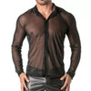 Herren Langarmshirt Slim Fit Schwarz - Atmungsaktives Mesh-Shirt | TOF Paris