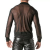 Herren Langarmshirt Slim Fit Schwarz - Atmungsaktives Mesh-Shirt | TOF Paris