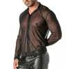 Herren Langarmshirt Slim Fit Schwarz - Atmungsaktives Mesh-Shirt | TOF Paris