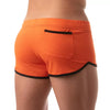 Shorts Low Waist in Orange mit Cut-outs und TOF-Logo Herren - Retro Style | TOF Paris