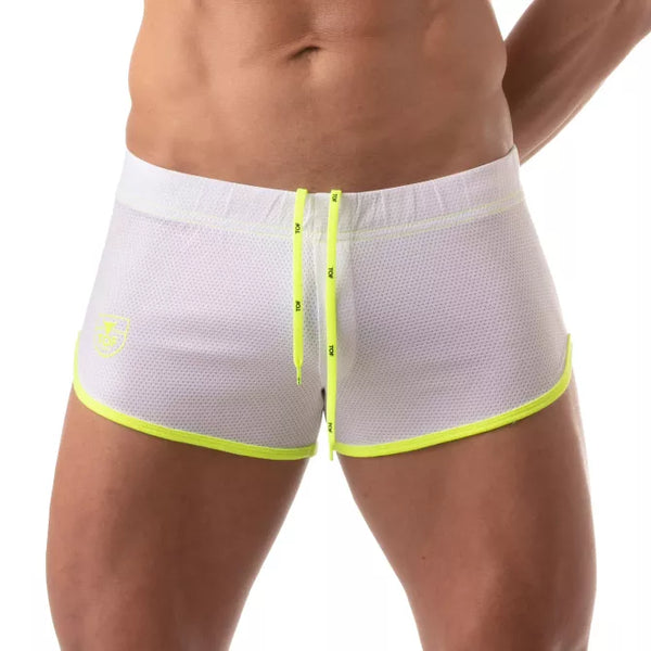 Weiße Mesh-Shorts mit niedriger Taille von TOF Paris
