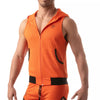 Orangene Mesh Sleeveless Hoodie im sportlichen Designer Look von TOF Paris – Ansicht 3