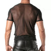 T-Shirt Mesh Slim Fit mit Rundhalsausschnitt - Schwarz | TOF Paris