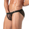 Tanga mit transparentem Mesh & strapazierfähigem Bund, sexy Cut, Schwarz | TOF Paris