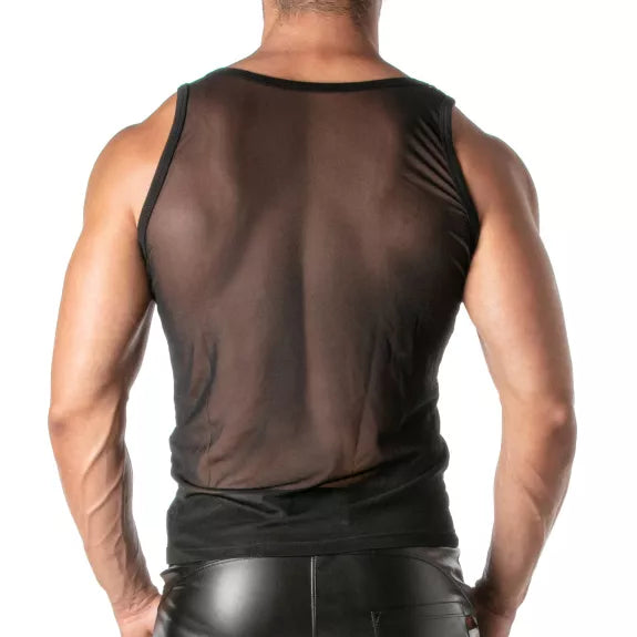 Tank Top Mesh schwarz - transparent, stylisch & mit Logo-Detail | TOF Paris
