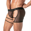 String mit Mesh-Einsätzen und elastischem Bund - elegant & bequem, Schwarz | TOF Paris
