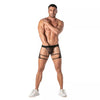 String mit Mesh-Einsätzen und elastischem Bund - elegant & bequem, Schwarz | TOF Paris