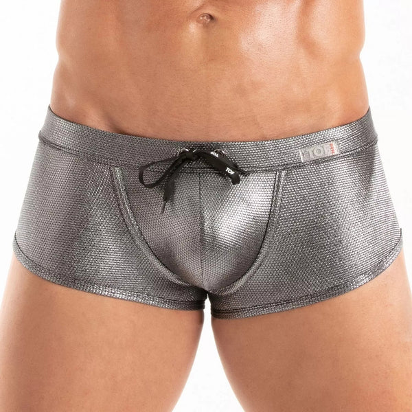 Herren Badehose Silber - Metallic Look, Stretch & Komfort | TOF Paris