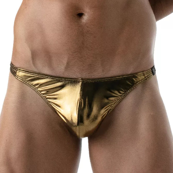 Goldener Metal Thong mit glänzendem Premium Effekt von TOF Paris – Ansicht 3