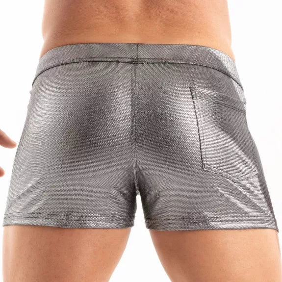 Herren Badeshorts Silber - mit Reißverschlusstaschen & Slim Fit | TOF Paris